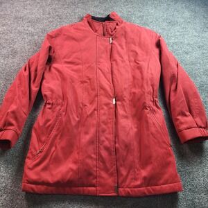 London Fog Red Petite M Jacket Coat Womens Lightweight Full Zip Drawstring